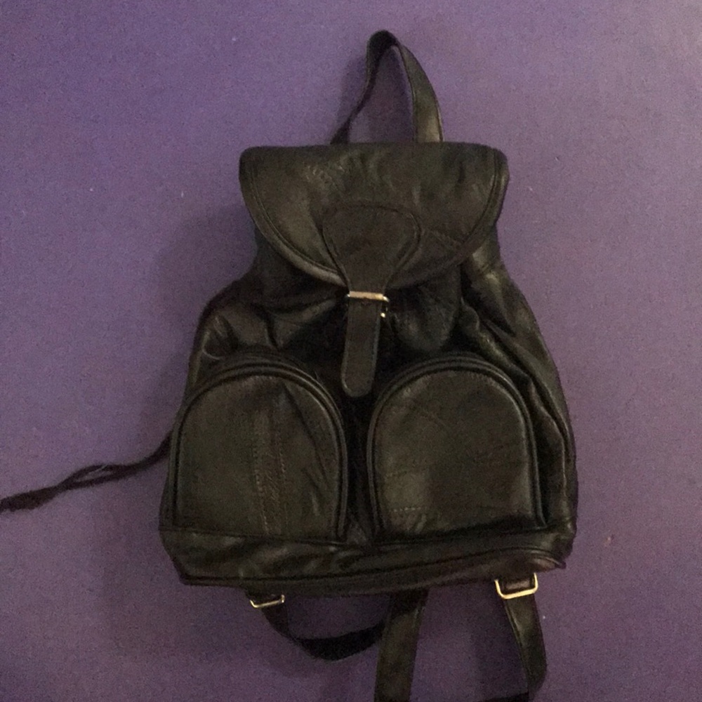 Black Genuine Leather Backpack